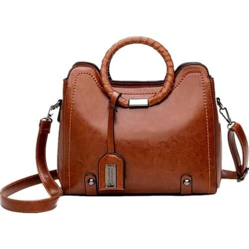 Female bag ring handbag fashion retro bag female Korean shoulder bag simple wild messenger bag ladies bag