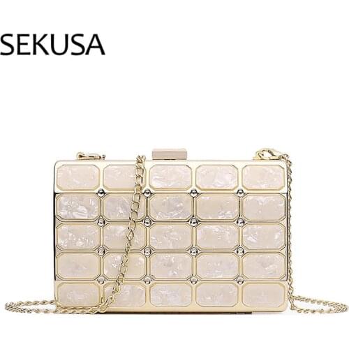 Plastic Flap Women Evening Bags Golden Color Metal Luxury Clutch Cocktail Female 2020 New Design Purse