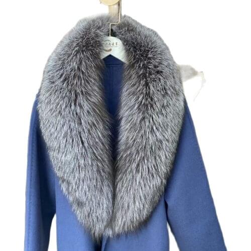 MS.MinShu Women Men Detachable Natural Silver Fox Fur Collar Scarf for Coat Jacket Drop Shipping