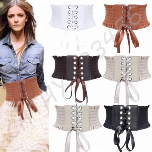 Women Adjustable Elastic Extra Wide Corset Tie Belt Ladies High Waist Slim Abdominal Belts