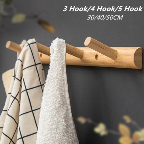 1Pc Nordic Solid Wood Coat Hook Rail Door Back Wall Key Hanger with Screws and Nail Free Glue Home Decorative Storage Rack