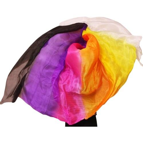 1 Pc Dance Veils 100% Silk Stage Performance Props Dye 250*114 cm Belly Dance Silk Veils Black+Purple+Rose+Orange+Yellow+White