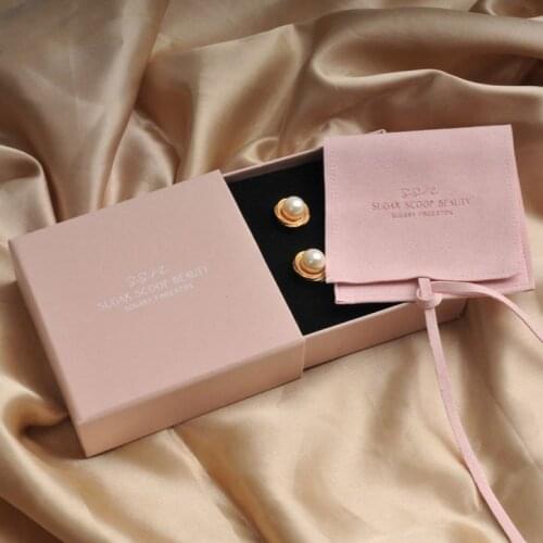 100pcs Hot Stamping Logo Chic Jewerly Drawer Cardboard Packaging Pouch Custom Earrings Necklace Jewelry Boxes