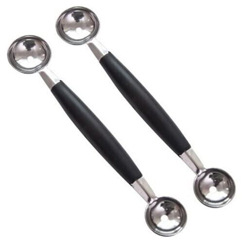 300pcs/lot Free Shipping Waterlemon Ice Cream Dessert Sorbet Stalinless Steel Dual Double-end Melon Baller Scoop Fruit Spoon