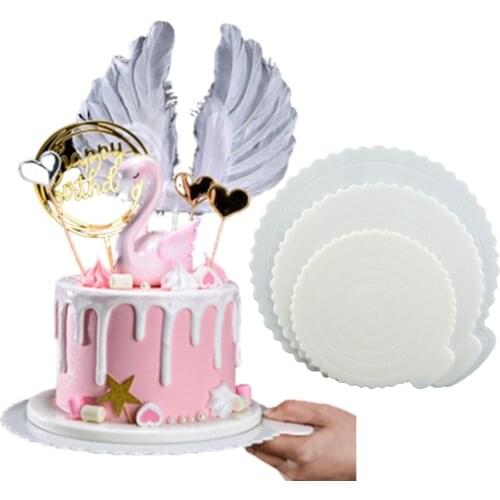 4/6/8/10 Inch Reusable Round Mousse Cake Boards Mat Plastic Cake Base Cupcake Dessert Tray for Wedding Birthday Party