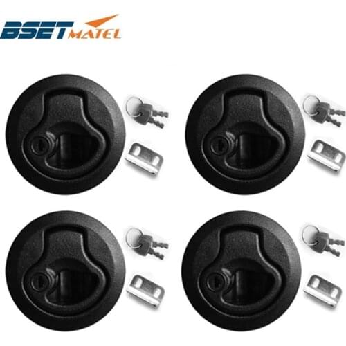 4 PCS BEST MATEL Black Locking lift handle Flush Boat Latch with key can locking Flush Pull Latches Deck Hatch marine hardware