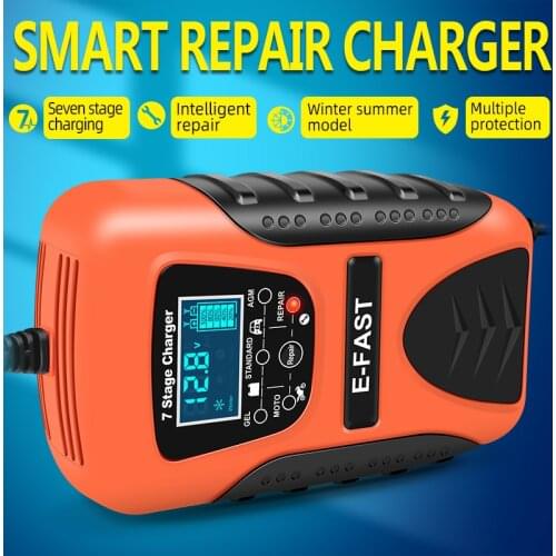 7 Stage Smart Car Battery Charger 7A 12V LCD Display Full Automatic Battery Charge Machine for Car Motorcycle with Pulse Repair