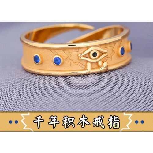 Anime Yu-Gi-Oh! Mutou Yugi Yugi Muto Cosplay Egyptian Pharaoh S925 Sterling Silver Finger Ring Men Women Adjustable Jewelry Gift