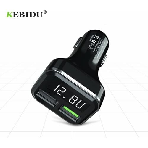 KEBIDU Car QC 3.0 2 Port USB Charger Quick Charger Mobile Phone Charger USB Fast Car Charger with LED for iPhone Samsung Tablet