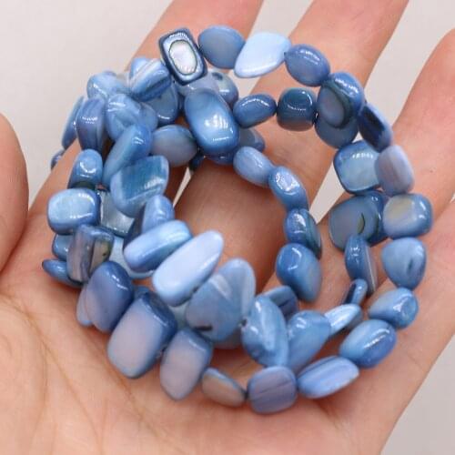 80CM Blue Natural Shell Stripe Beads Irregular Strip Shell Loose Beads For Making DIY Jewelry Necklace Bracelet 8x15-10x20mm