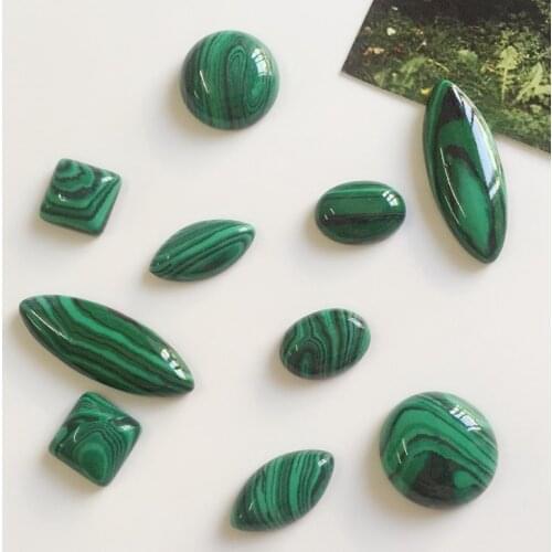 Natural Malachite Peacock Stone Flat Base Semi-precious Bead Jewelry Beads