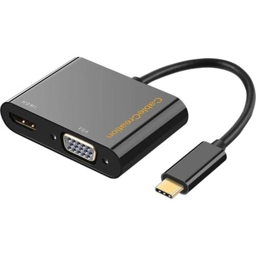 USB C to HDMI + VGA, CableCreation Type C (Thunderbolt 3 Compatible) to HDMI 4K+VGA Adapter, Compatible Macbook Pro, etc