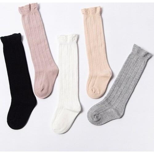 Kids Baby Socks Knitted Cotton Long Tube Socks Kids Knee High Toddler Socks Kids Girls Lace Summer Cute Socks 0-3T Leg Warmer