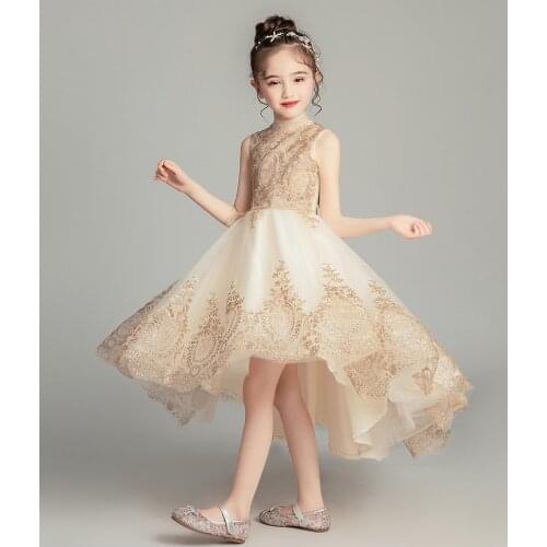 Performance Show Prom Flower Girl Wedding Dresses Sequin Lace Kids Party Princess Birthday Dress First Communion Gown