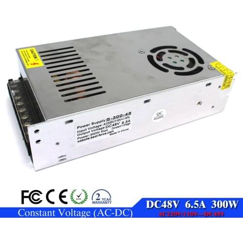 Switching Power Supply 48v dc 6.5a 300W For Electrical Equipment & Supplies 110V 220V AC DC48V SMPS With CNC CCTV Motor Stepper