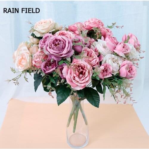 Artificial Rose Silk Flowers For Home Wedding Table Decoration Wholesale Artificial Flowers Bouquet Fake Rose