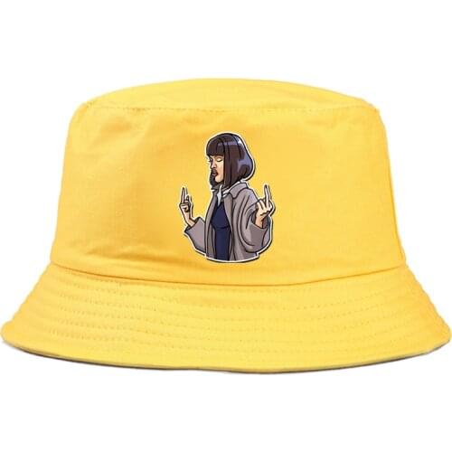 Movie Pulp Fiction print Simple Style Fisherman cap Panama Street Side Seaside Beach Tourism Bucket Hat Drivers Cap