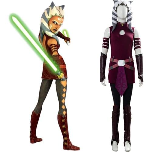 The Clone Ahsoka Tano Cosplay Costume Uniform Suit Headgear Shoes Cover Full Set for Halloween Carnival
