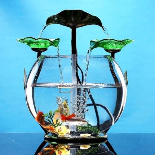 Creative Glass Fish Tank Water Ornaments Living Room Desk Surface European Small Fountain Humidifier Home Decoration