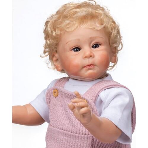 NPK 58CM Huxley Reborn Doll with Rooted Blond Hair Soft Touch Cuddly Baby Doll High Quality Hand Made Collectible Art Doll