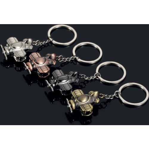 Mini Propeller aircraft model Metal keychain Car waist key ring chain pendant 44*34mm