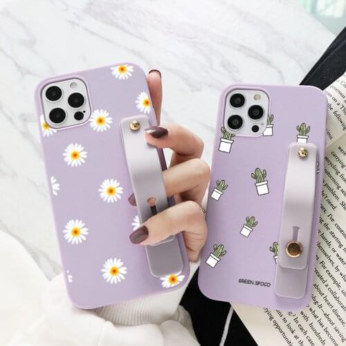 Cute Cartoon Daisy Case For Samsung Galaxy A72 A52 A32 A50 A12 A02S A31 A30 A42 A41 A40 M30S M31 M02S Wrist Strap Soft TPU Funda