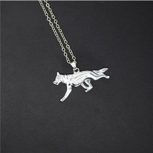 Elfin Trendy German Shepherd Necklaces Gold Color Silver Color German Shepherd Dog Jewellery Pendant Necklace Women Men