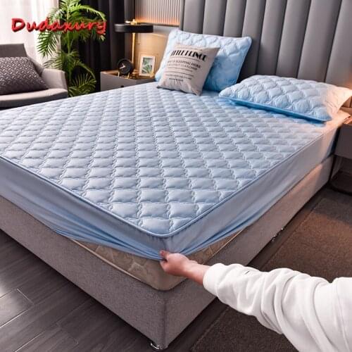 Dudaxury Fashion Quilted Mattress Cover Solid Color Anti-mite Fitted Sheet King Queen Size Thickening Washable Bed Cover