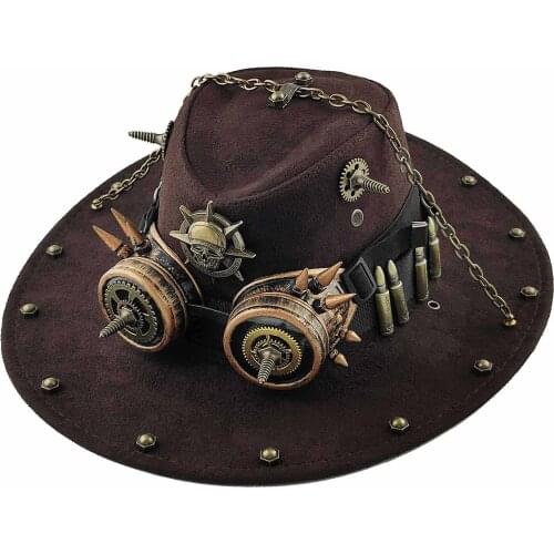 Steampunk Goggles Hat Cap For Men Novelty Costume Cosplay