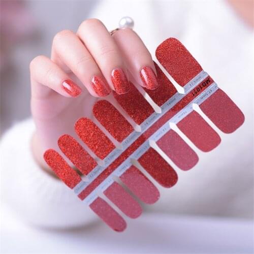 16 Strips Glitter Nail Polish Sticker DIY Fashion Nails Art Finger Salon Wraps For Sale