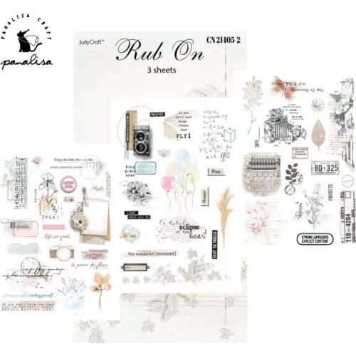 Panalisacraft RUB ON vintage flower plant Sticker Scrapbooking Junk Journal Crafts Transfer Stickers DIY Photo Albums Decorative