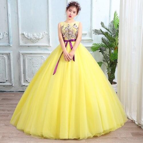 New color yarn art test bel canto host studio stage performance dress yellow Pengpeng skirt large size womens long