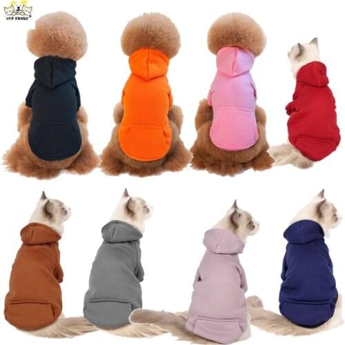 New Autumn And Winter Clothes Pet Dog Clothes Solid Color Hooded Cute Warm Solid Color Sweater Casual Fashion Teddy Clothes