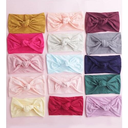 Bulk 120pc/lot 27 color Pick New Nylon Hair Bands Baby Big Bow Soft Headbands Top Knot Elastic Turban Hairband Baby Head Wraps