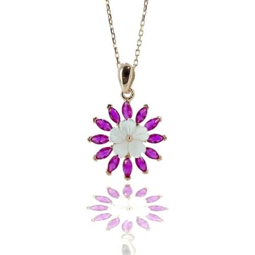 Flowers Series Daisy Quartz 925 Silver Necklace