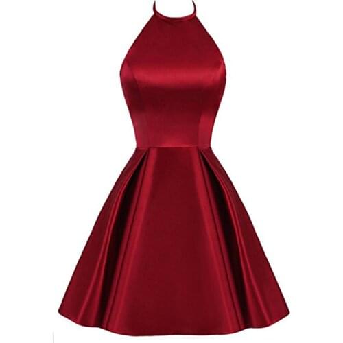 Halter Homecoming Dresses Party Gowns Satin Special Occasion Graduation Gala Gowns Short Skirt For Women