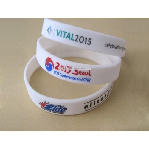 Custom Conference Meeting Exhibition Promotion Silicone Wristband Logo Multi Color Screen Print Rubber Bracelet