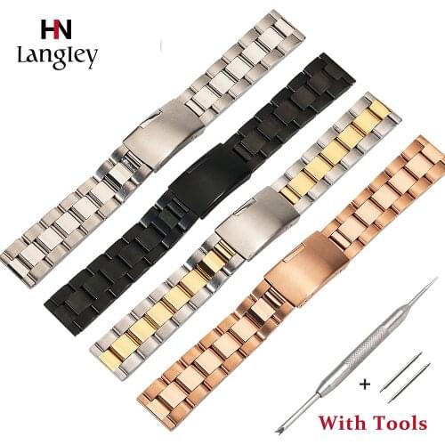 18-30mm Stainless Steel Watchband Straps Men Women Wristwatch Band Folding Buckle Strap For Male Watches Accessories Wholesale