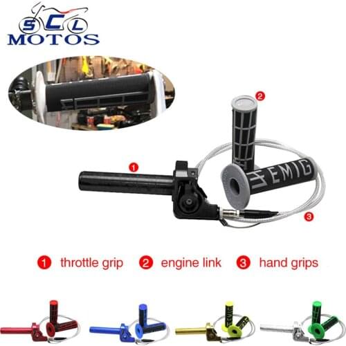 Sclmotos- 7/8" Motorcycle Handle Throttle Clamp Hand Grip with Twist Cable for 50-250CC Motocross ATV Quad Pit Dirt Bike Buggy