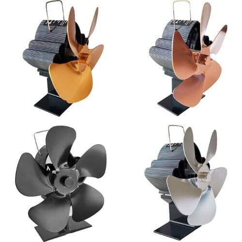 5 Blades Heat Powered Stove Fan Log Wood Burner Ecofan Quiet Home Fireplace Fan Heat Distribution