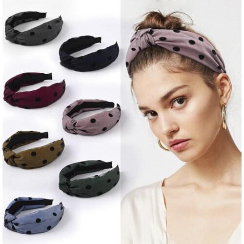 2020 Fashion Dot Lace Yarn Cross knotted wide Headband For woman Girls Mesh Head Hoop Turban Luxury Party Bow Hair Accessories