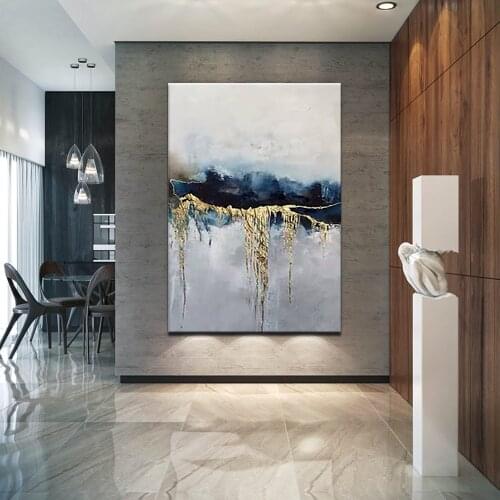 Handmade Golden Abstract Oil Painting On Canvas Painting Large Salon Decoration Picture Modern Wall Art Painting Hand Painted