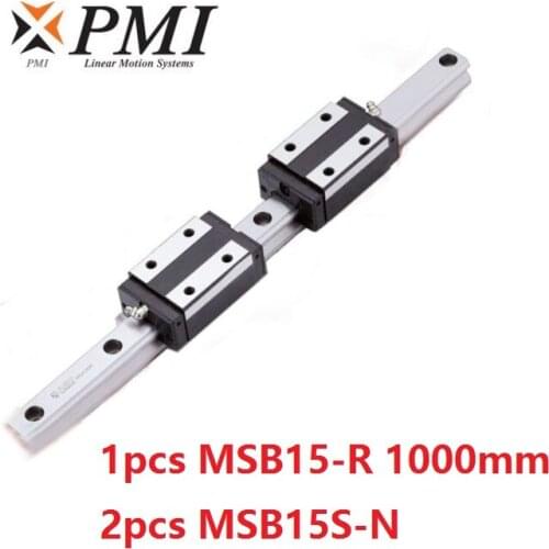 1pcs Taiwan PMI MSB15-R 1000mm linear guide rail and 2pcs MSB15S-N Block Carriages for CO2 laser machine CNC router MSB15SSSFCN