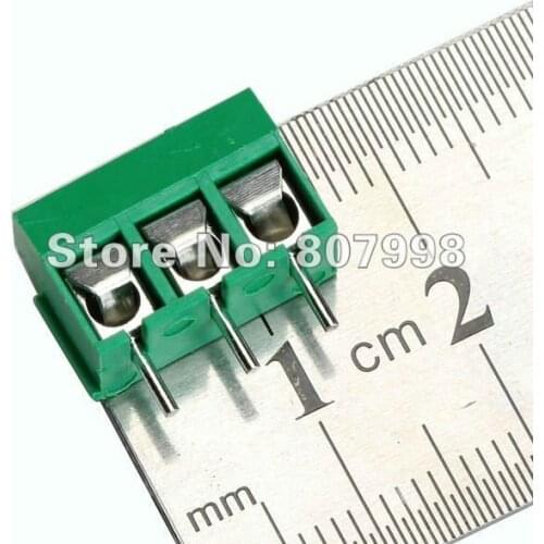 10cs/lot, Green 3 Pins 5mm Pitch Screw Terminal Block Connector 16A 300V
