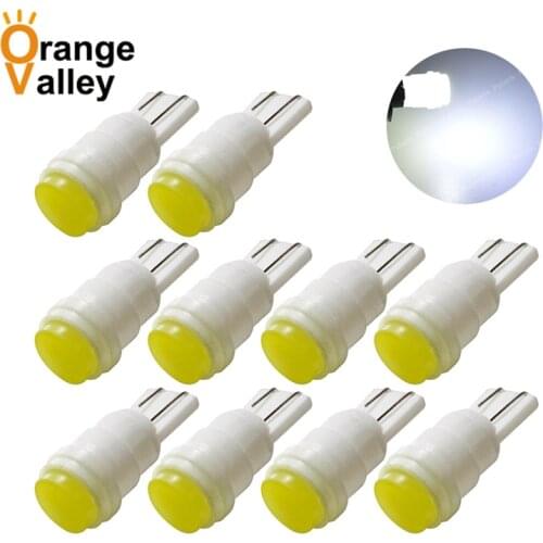 10Pcs High Quality T10 194 168 W5W 1 LED Ceramic Shell White Car Auto Wedge Side License Plate Lights Lamp Bulb DC12V