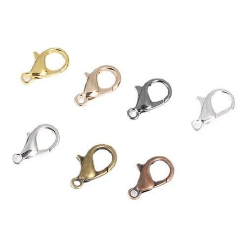 100pcs Alloy 6x12mm Antique Bronze Gold Color Lobster Clasps Hook Connectors for DIY Bracelet Necklace Jewelry Finding Making