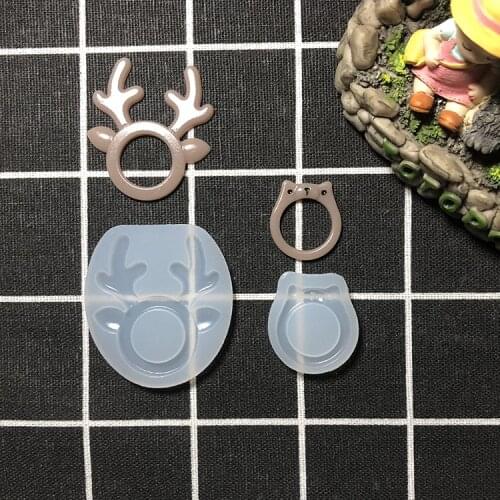 17mm Silicone Mould Dried Flower Resin Decorative Craft DIY arc Antler Bear ring mold Type epoxy resin molds for jewelry
