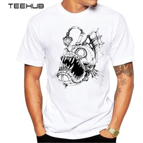 2019 TEEHUB Mens Fashion Steampunk Printed T-Shirt Short Sleeve Novelty Design Tops Cool Tee