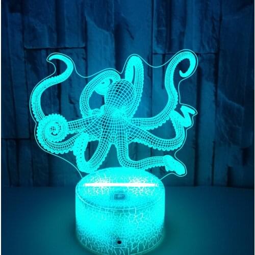 Octopus 3d Lamp Illusion Childrens Night Light Kids Gift Led Bedside Lamp Bedroom Decoration Lights Led Nightlights Sleeping