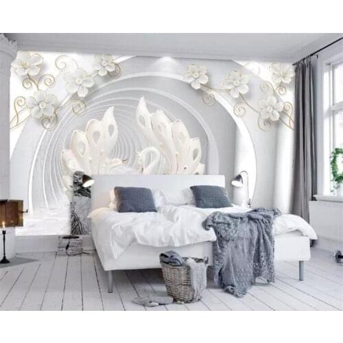 3D Wallpaper Modern Swan Jewelry Flower Photo Wall Mural Living Room TV Bedroom Background Wall Papers For Walls 3 D Home Decor